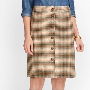 Talbots Houndstooth Plaid Button Front Skirt